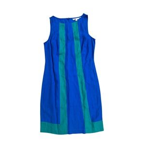 BODEN Tilly Linen Dress BLUE Green key hole closure Sleeveless Size US 6L